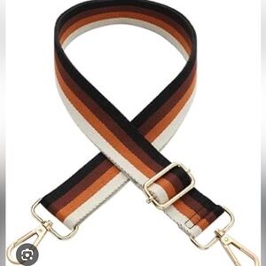 Striped Adjustable Bag Strap with Gold Hardware